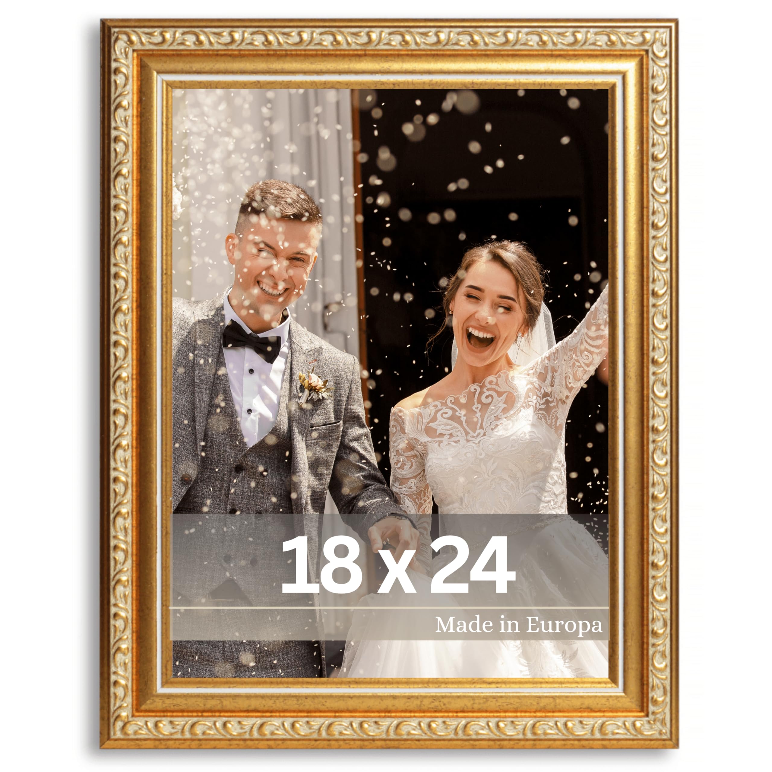 VictoR antiker - kunstvoller Fotorahmen „Chagall“ in gold - 18x24 cm Deko Bilderrahmen vintage - geeignet für Urkunden - Zeugnisse - Bilderrahmen gold 18x24 - barock