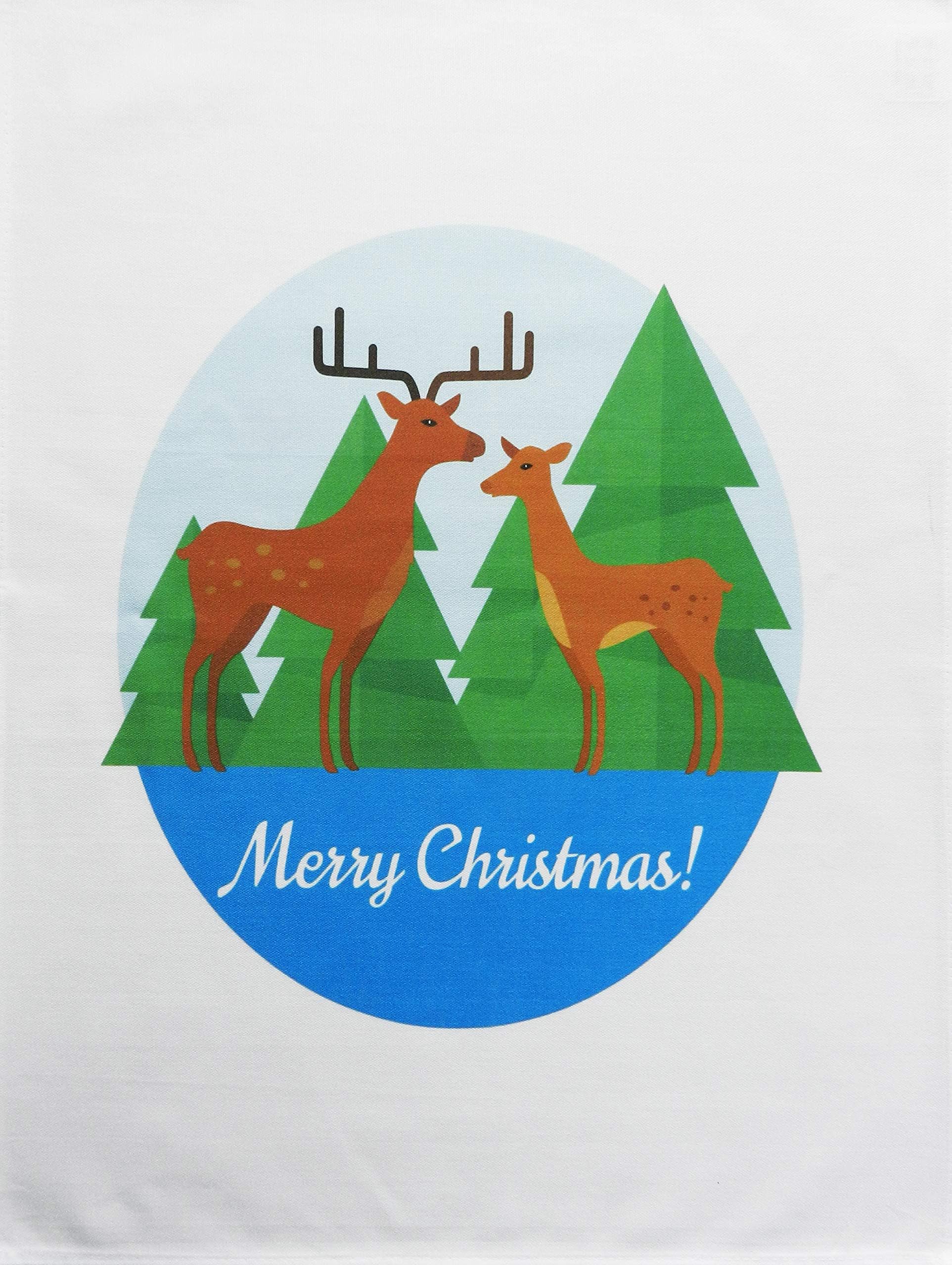 Half a Donkey Merry Christmas from Mr and Mrs Deer - Large Cotton Tea Towel