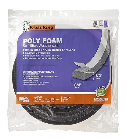 Frost King L346 Polyurethane Foam Tape 1/2-Inch, Charcoal