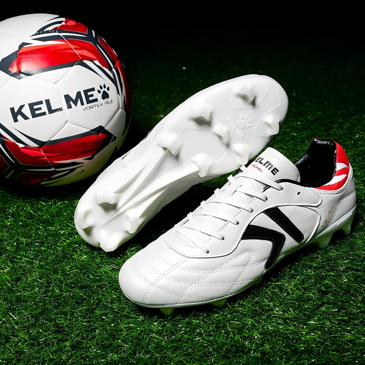KELME Soccer Cleats Men Pro Calfskin Leather Soccer Shoes Outdoor Firm Multi Ground Football Sneaker Unisex Adult