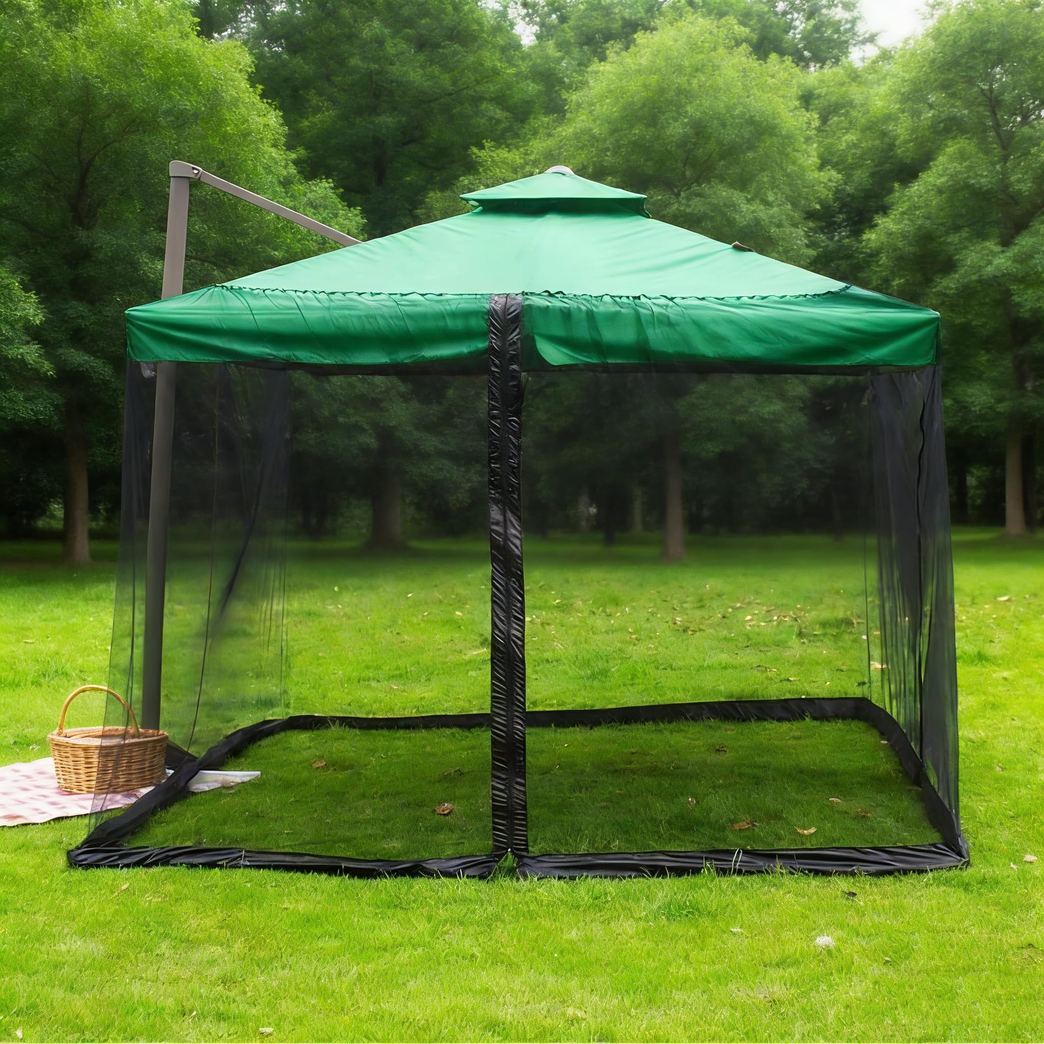 Parasole tarasowe, siatka na moskitierę, 300 x 230 cm, baldachim na zewnątrz, parasol poliestrowy, siatka z zamkiem błyskawicznym, do napełniania, rurka wodna do ogrodu, na podwórko (czarna