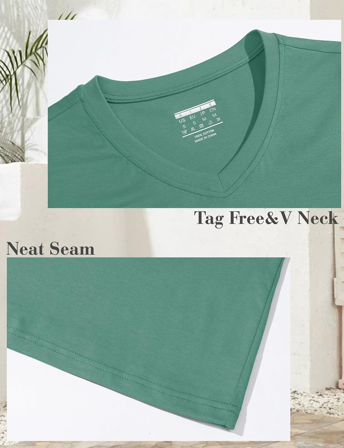 YUCOLEN Womens Shirts Cotton Short Sleeve Tops V Neck Casual Basic Tees image 5