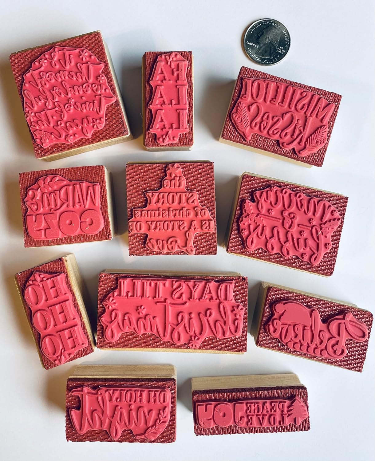 Christmas Rubber Stamp Set, Most Wonderful time of Year Rubber Stamps