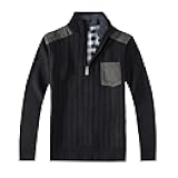 Men's Half Zip Pullover Knitted Regular Fit Sweater with Soft Brushed Flannel Lining