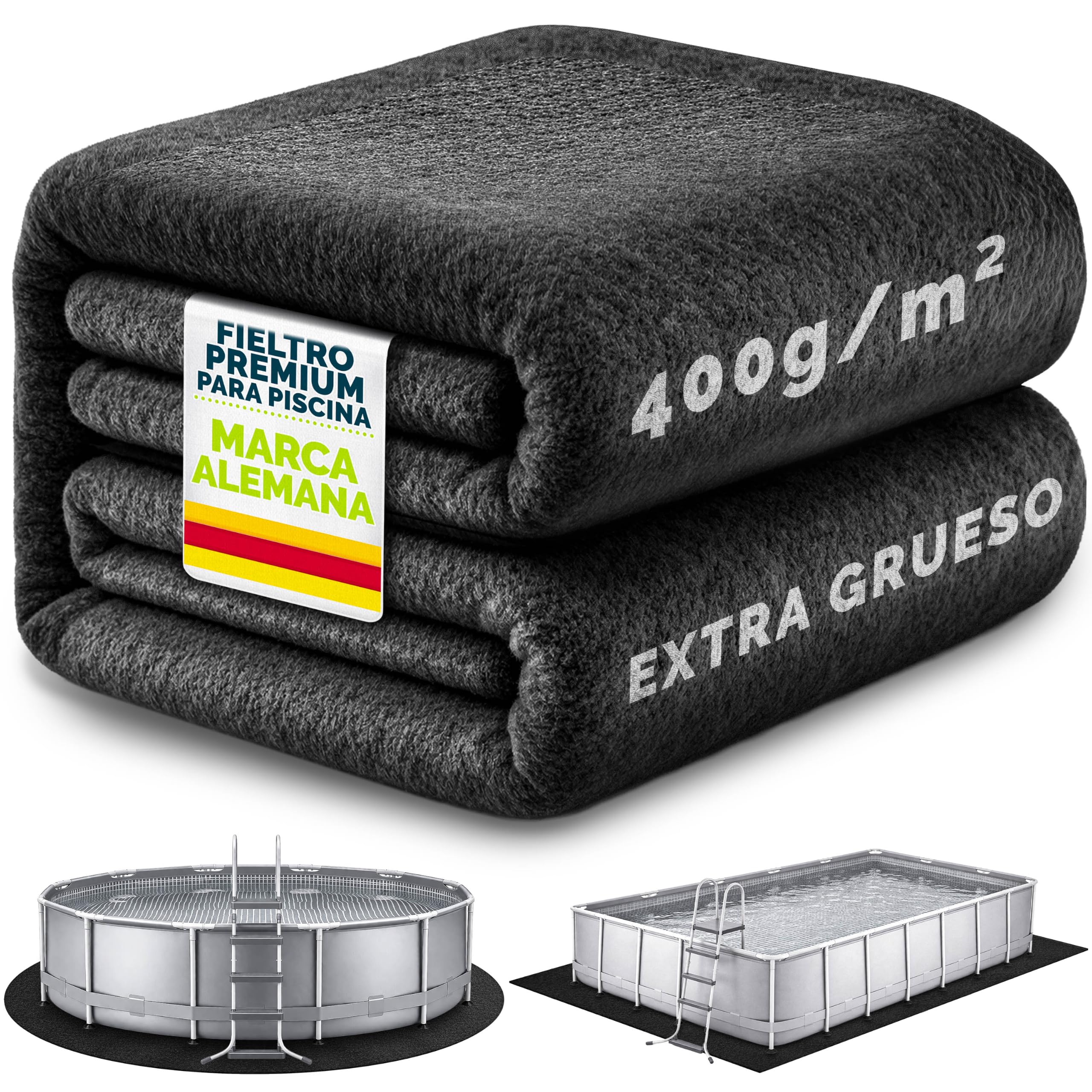 tillvex® Premium Pool Base 400 g/m² geotextil | Lona de suelo recortable | Esterilla de protección de suelo para piscinas y piscinas | Resistente a desgarros Protector de suelo (redondo 335 cm)