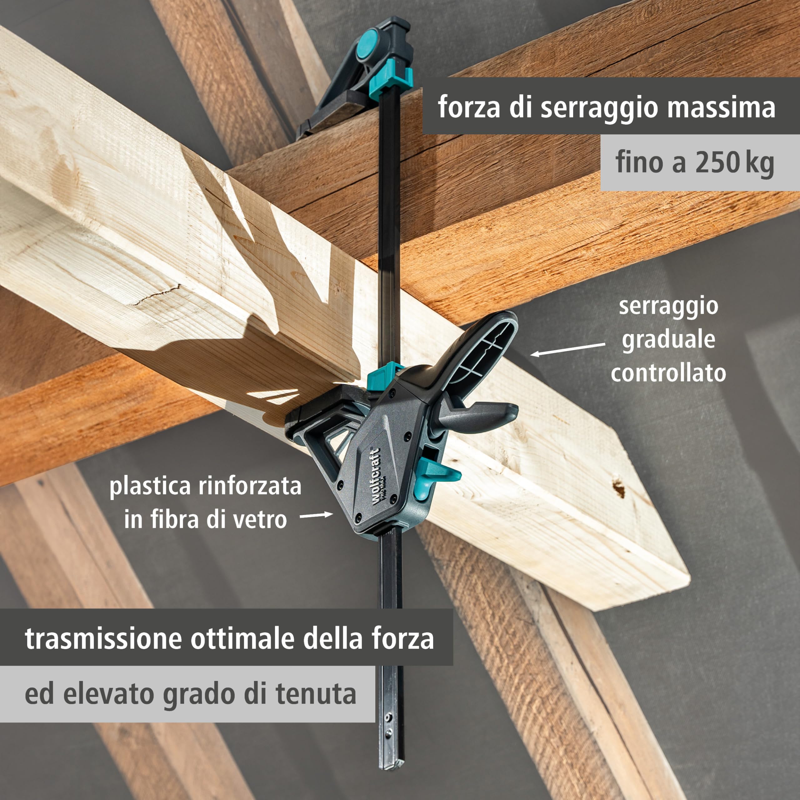 wolfcraft 8663060 - PRO MAX + zestaw zacisków ręcznych + złącze - siła zacisku 250kg