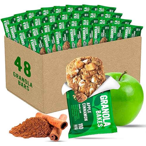 Cooper Street Granola Bakes Manzana y Canela – Barras de granola masticables suaves horneadas – 48 unidades – Barras de granos y semillas seguras