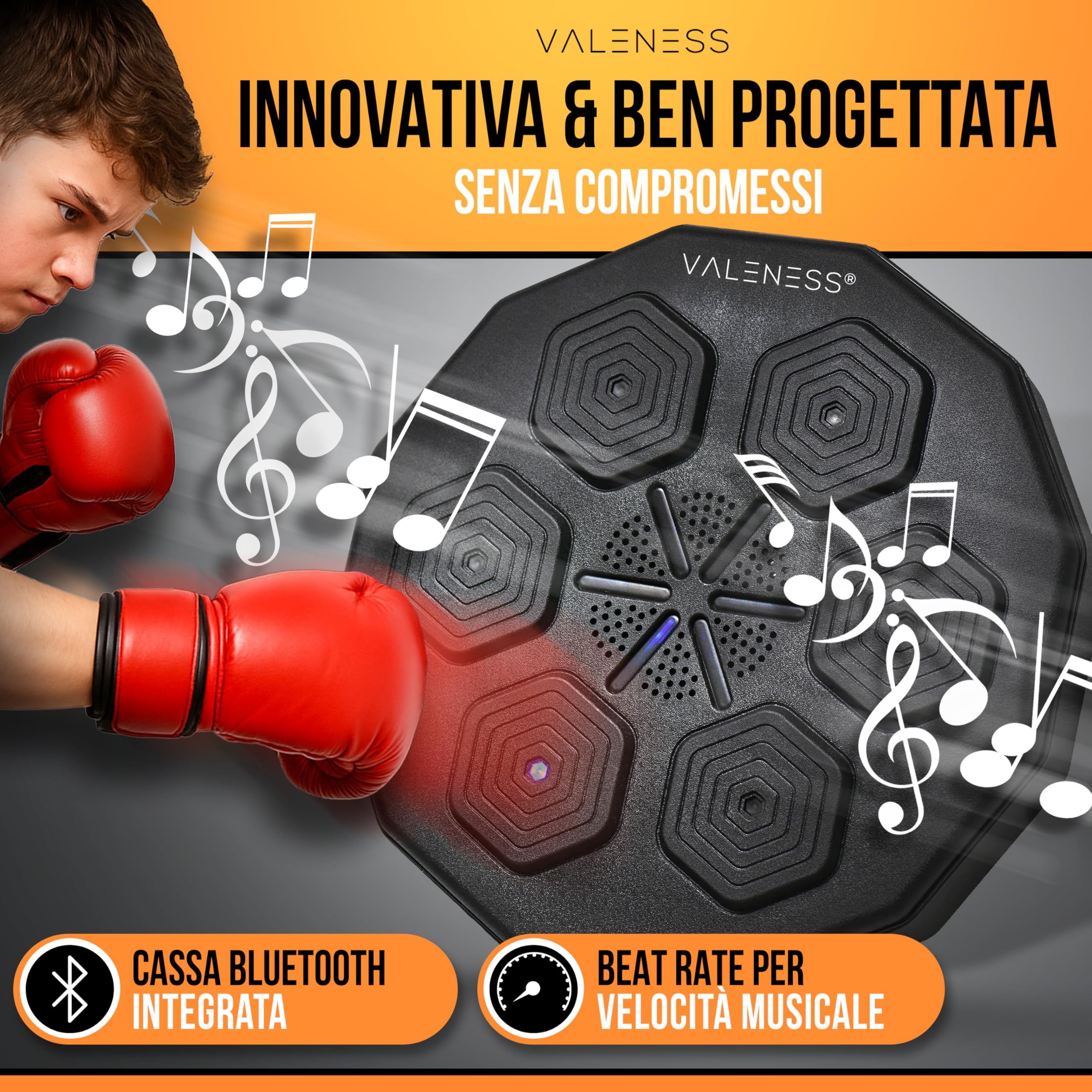 VALENESS Smart Music Boxing Machine Boxe LED Macchina da Parete Guantoni Allenamento Casa