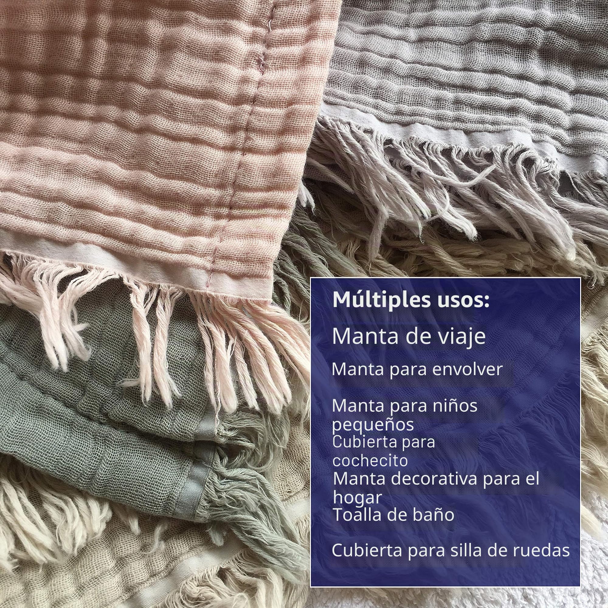 KyraHome Manta de Gasa de Muselina 100% algodón orgánico de 60 x 80 Pulgadas para sofá, Adultos, Viajes, Planta prelavada de 4 Capas, teñida a Mano, Transpirable, Suave, acogedora, decoración del