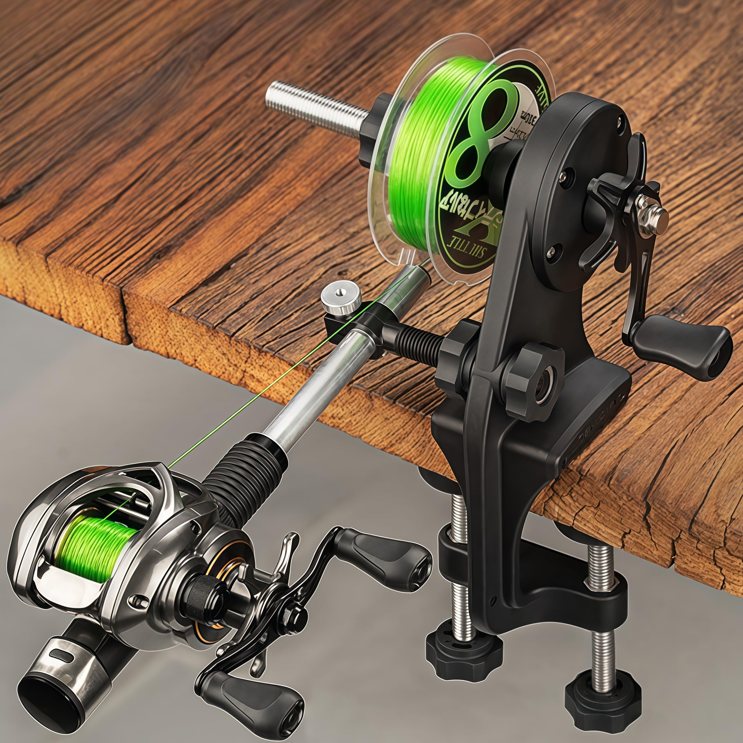 Enrollador de Carretes de Pesca con 2 Patas de Soporte, Rodamientos de Bolas de Acero Inoxidable