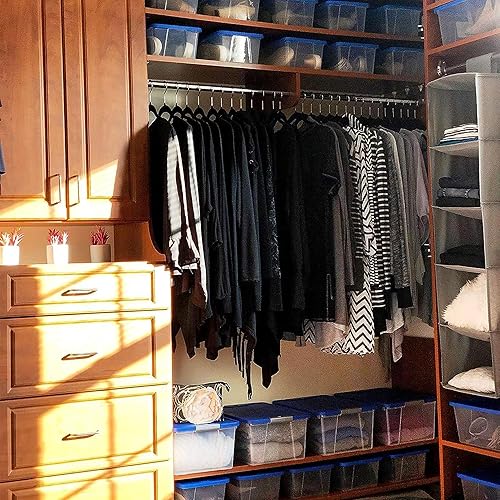 Vista 108 de Homz - Contenedores de plástico para almacenamiento, con tapas blancas, 6 cuartos de galón, transparentes, apilables Tapa azul,Tapa gris,Tapa blanca