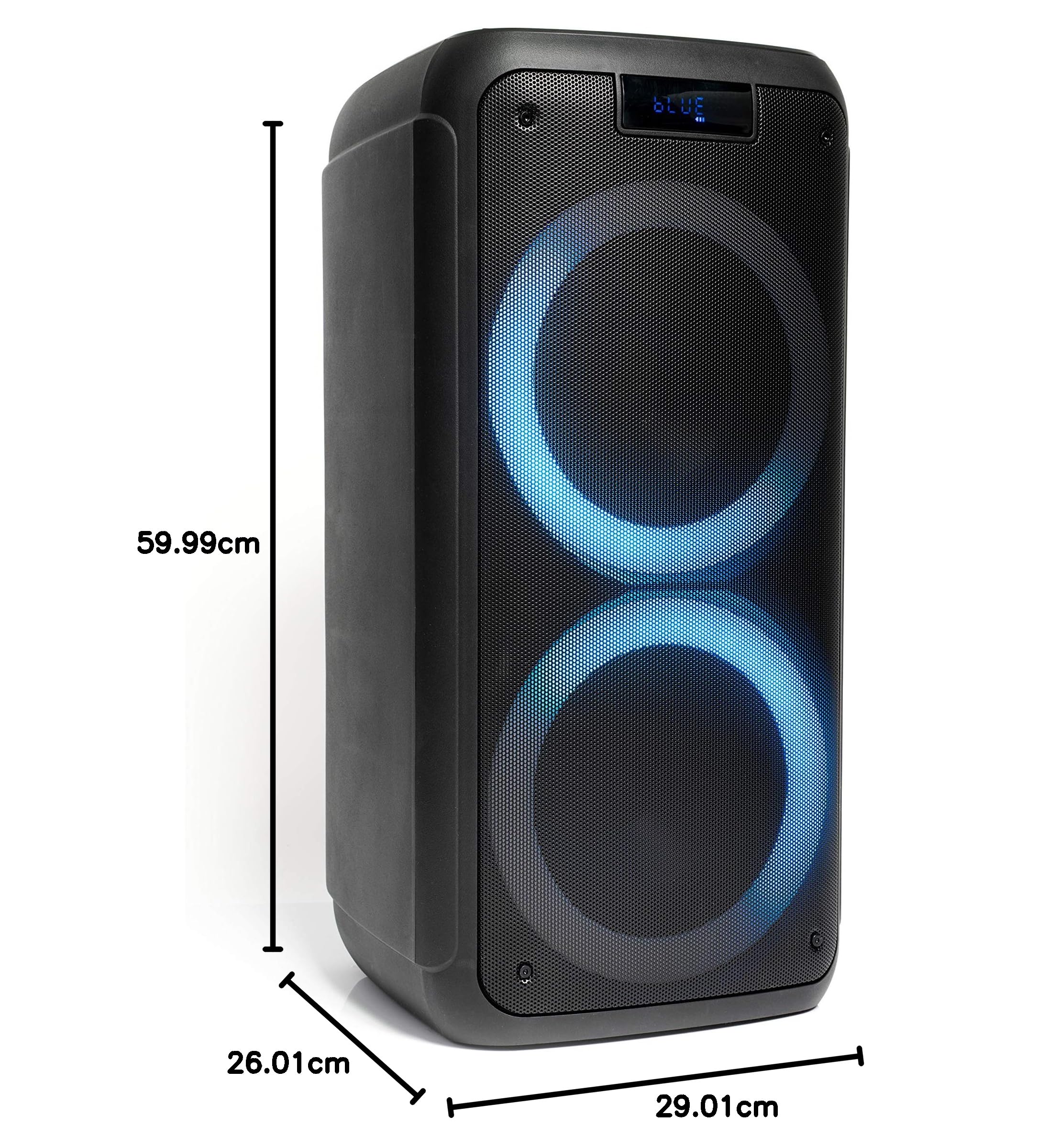 Ibiza - FREESOUND400 - Enceinte Portable sur Batterie avec Bluetooth, USB, SD et AUX-in avec LEDs d’Ambiance - 400W - Noir