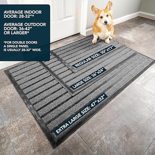 Miniatura 4 de ubdyo Paquete de 2 tapetes resistentes para puerta de entrada al aire libre, tapetes para atrapar la suciedad fangosa, tapetes para puerta delantera