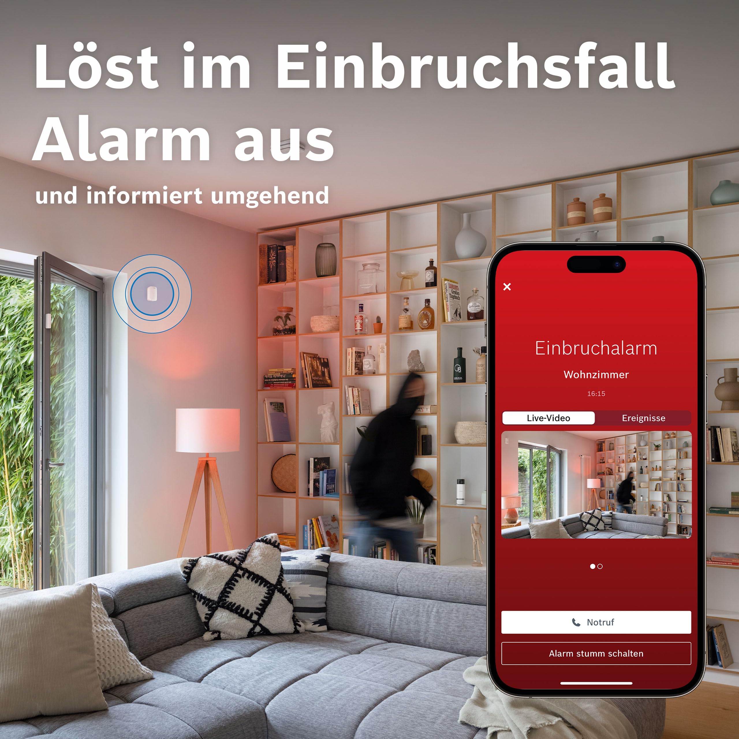 Bosch Smart Home Bewegungsmelder II [+M], Bewegungsmelder aussen und innen, EN Grad 2"-Zertifiziert, Orientierungslicht, Kleintierfilter, Erfassungsbereich bis 13 m, Matter kompatibel