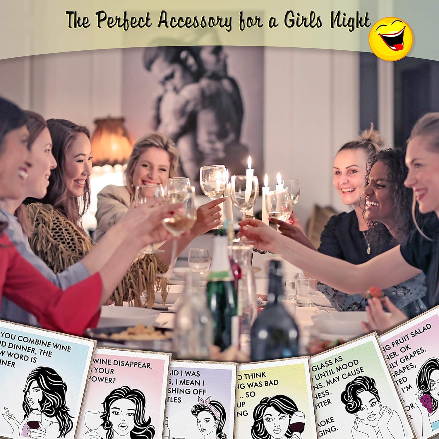 6 Funny Wine Coasters with Holder. Perfect Funny White Elephant Gift for Women or Wine Lovers - Image 7