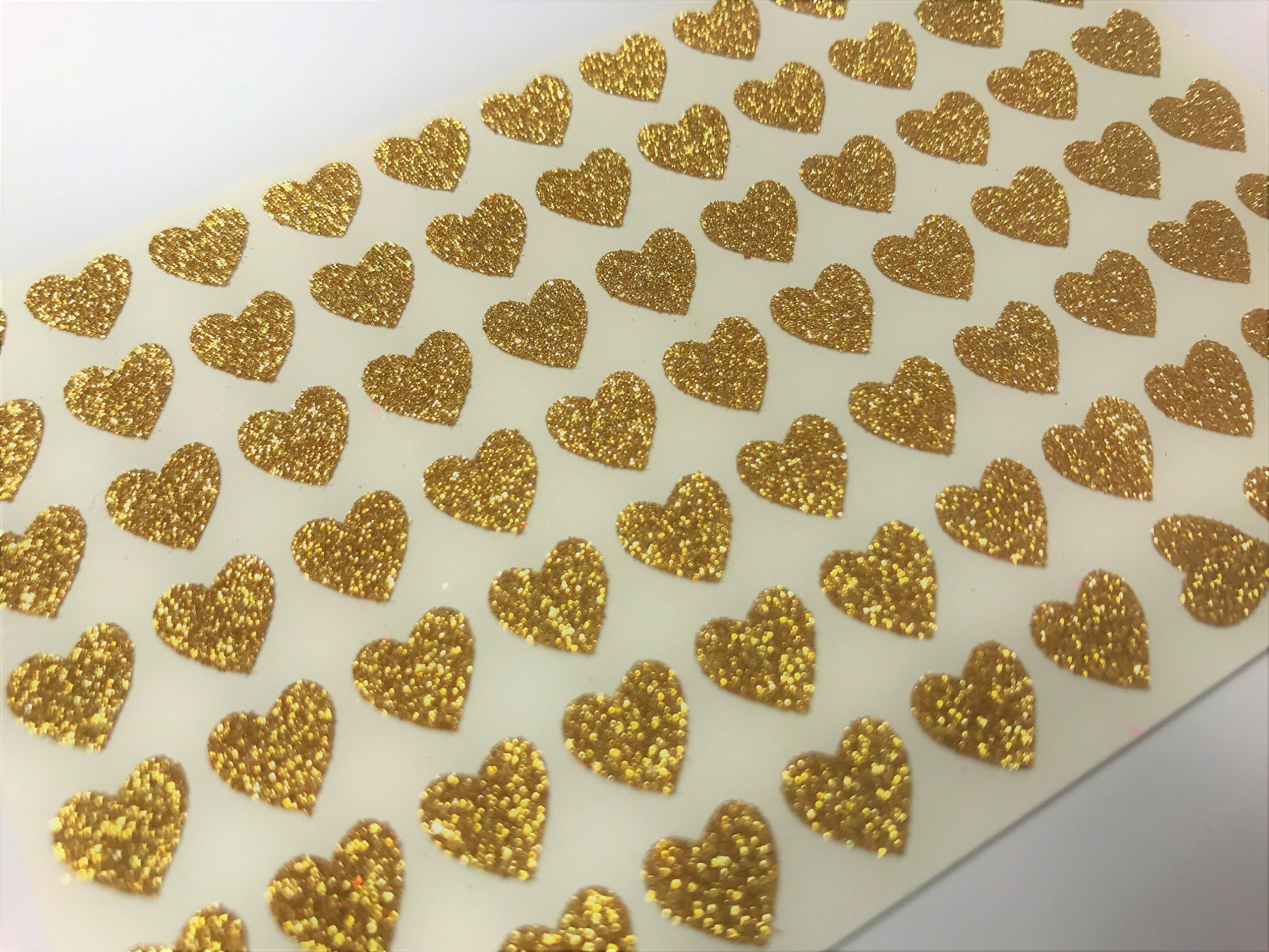 Glitterati Gold 144 Sticky Self Adhesive Glittery Hearts 8 Mm For D I Y Wedding Cards