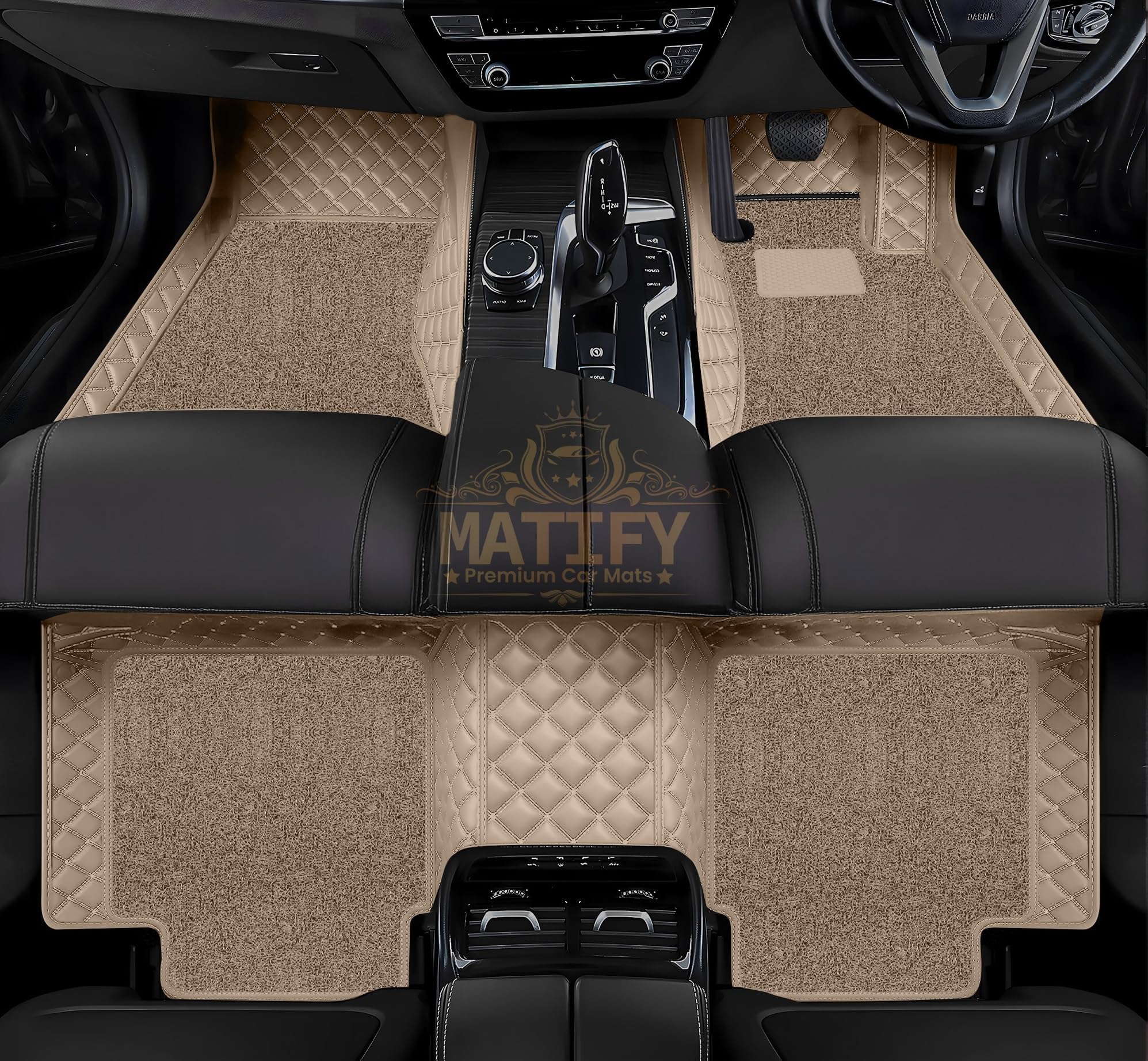 7D Double Stitch Car Floor Mat for Land Cruiser L 300 | 7 Layer Double Stitching Premium Faux Leather Custom Fitted Car Foot Mats | All Weather Antslip Mats - Beige