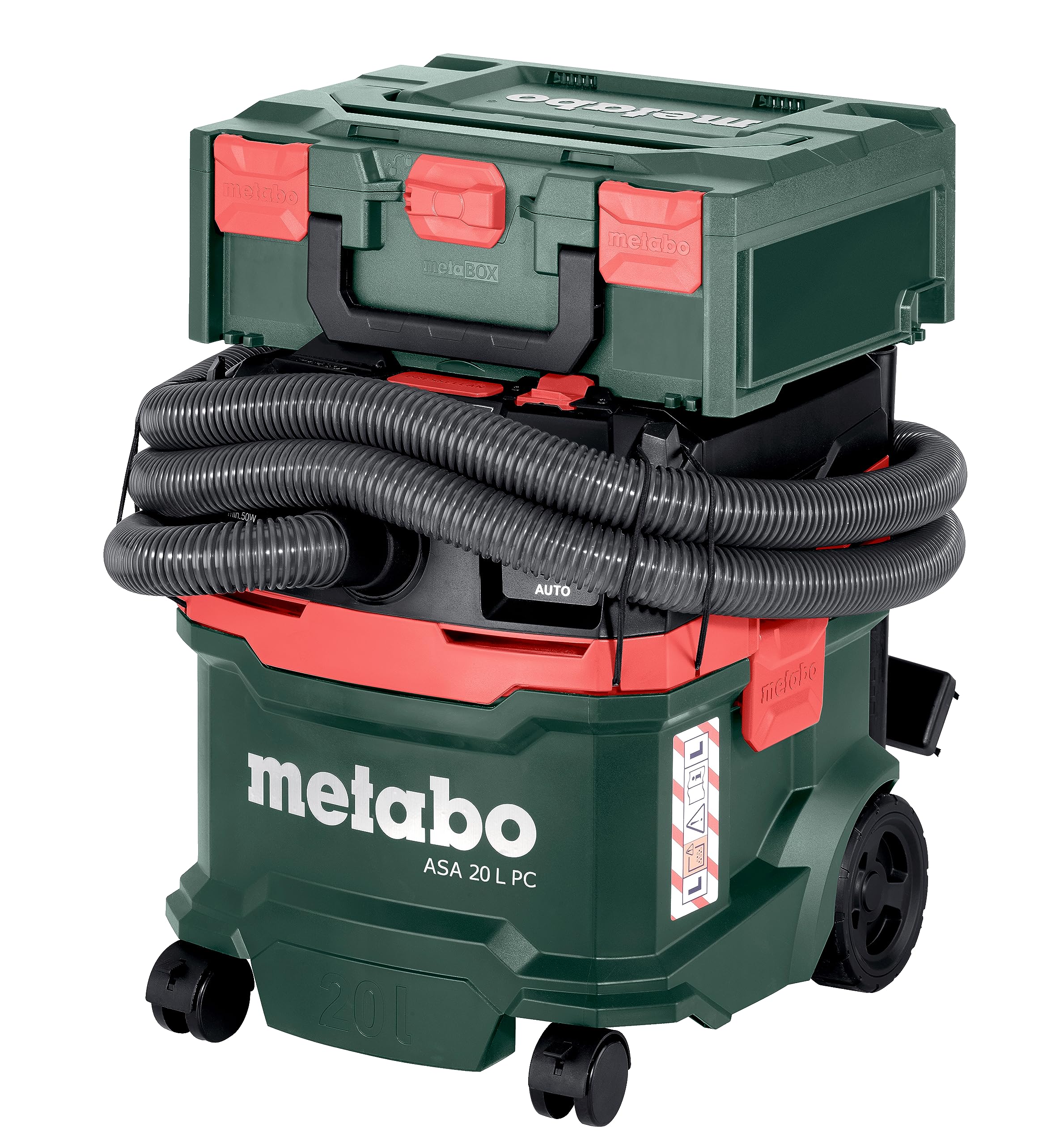 metabo ASA 20 L PC, Aspirateur Eau et Poussière 1200 W, Classe L | Nettoyage de filtre manuel PressClean, cuve 20 l, fonction soufflerie, câble 5,5 m, avec accessoires, sans sac