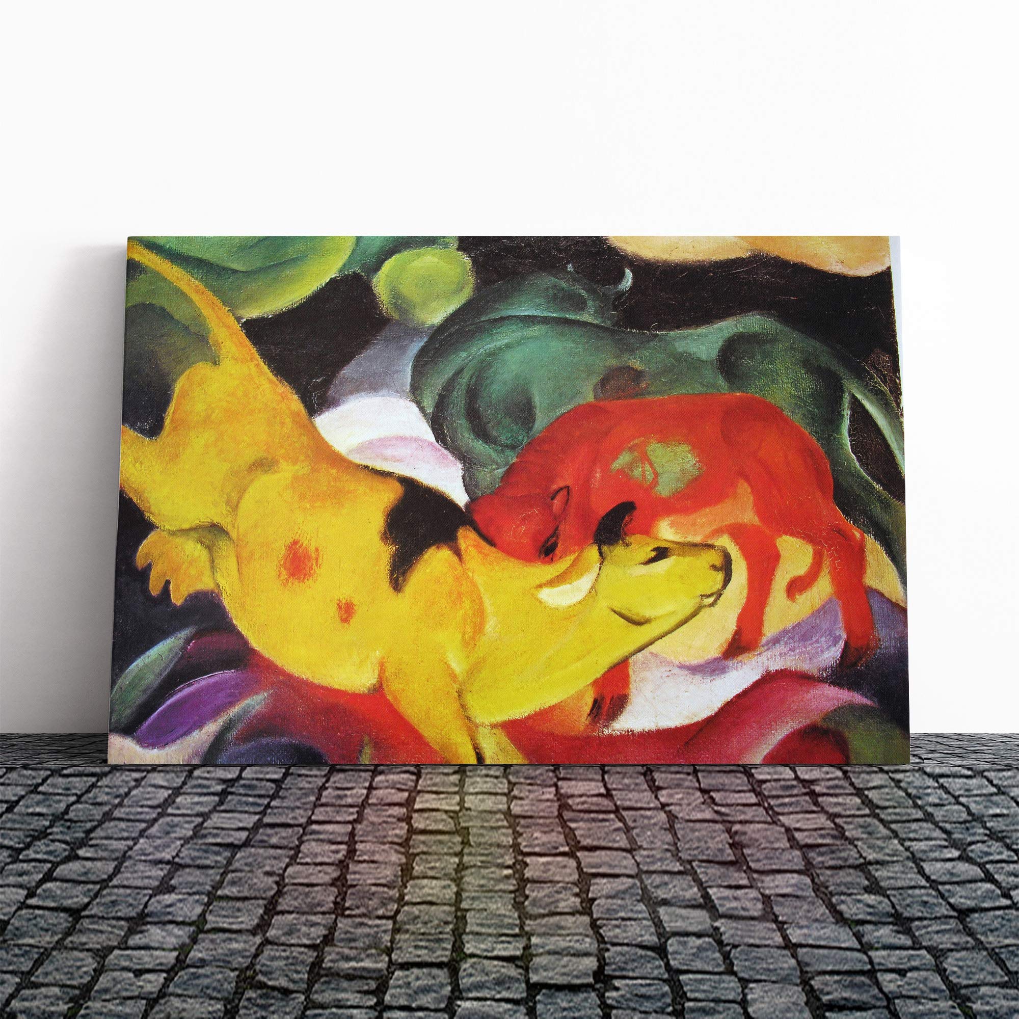 Franz Marc The Yellow Cow Canvas Print | Gallery Wrapped 30mm Frame Wall Art | 24x16 inches | Ready to Hang | Modern Animals Picture | Living Room Bedroom Lounge Office
