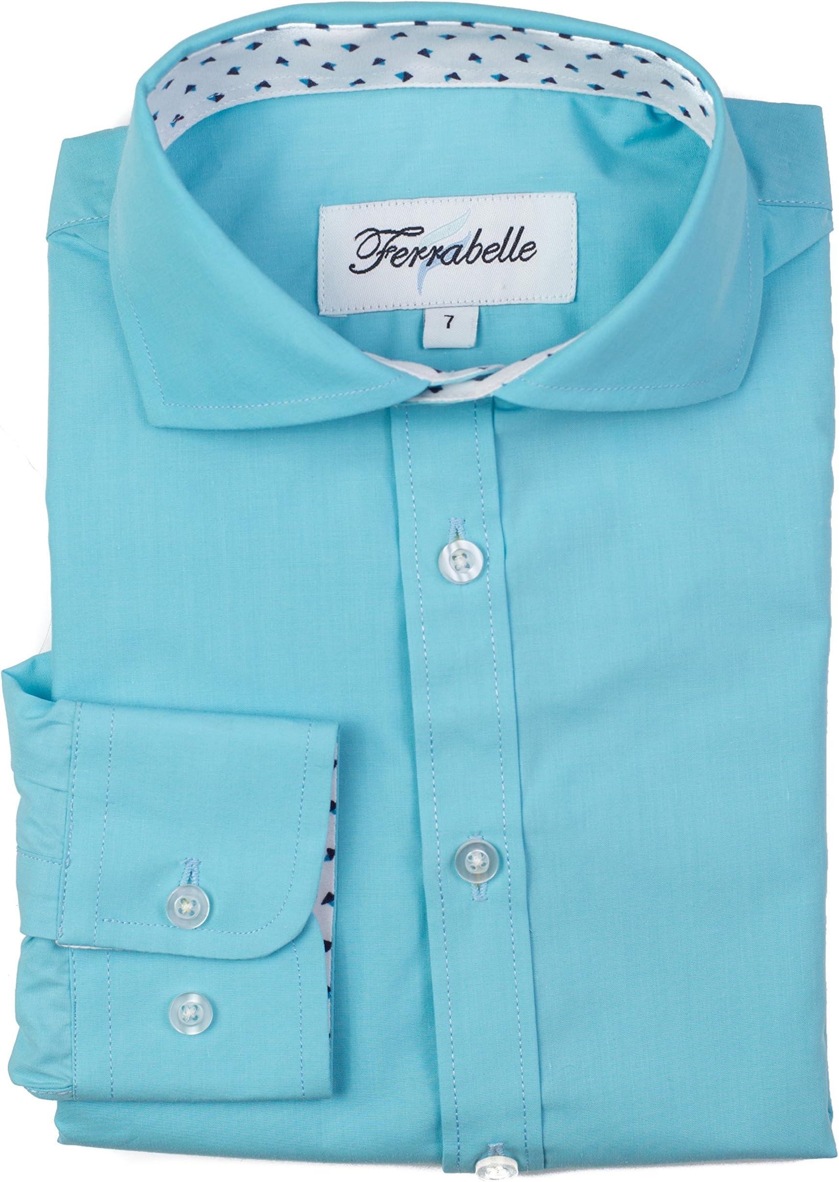 Boys Long Sleeve Fashion Button Down Dress Shirt (12, Ocean Blue)