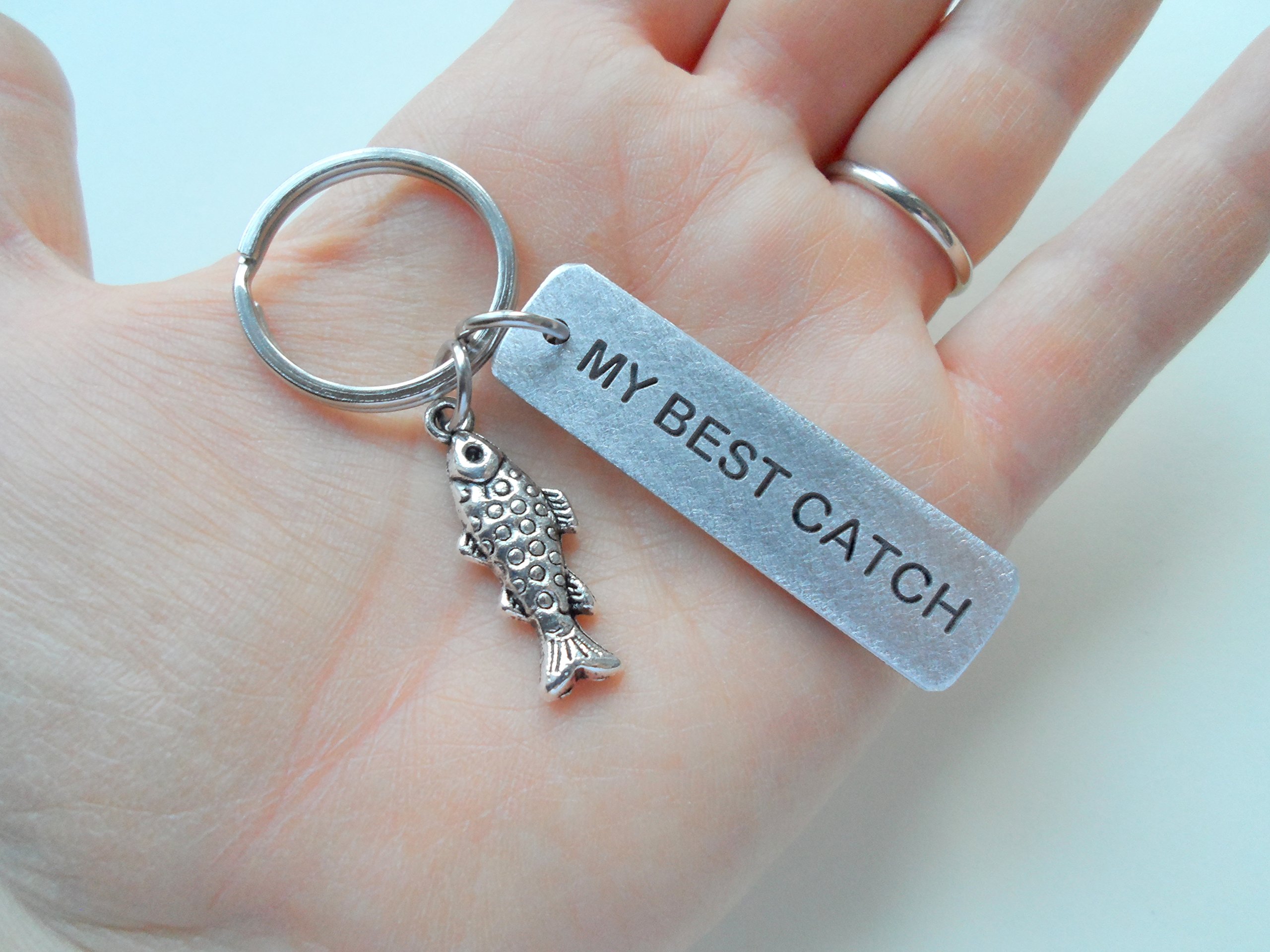 My Best Catch Gravé South de l'aluminium Tag Porte-clés et poisson Charm Porte-clés, Couples Keychain