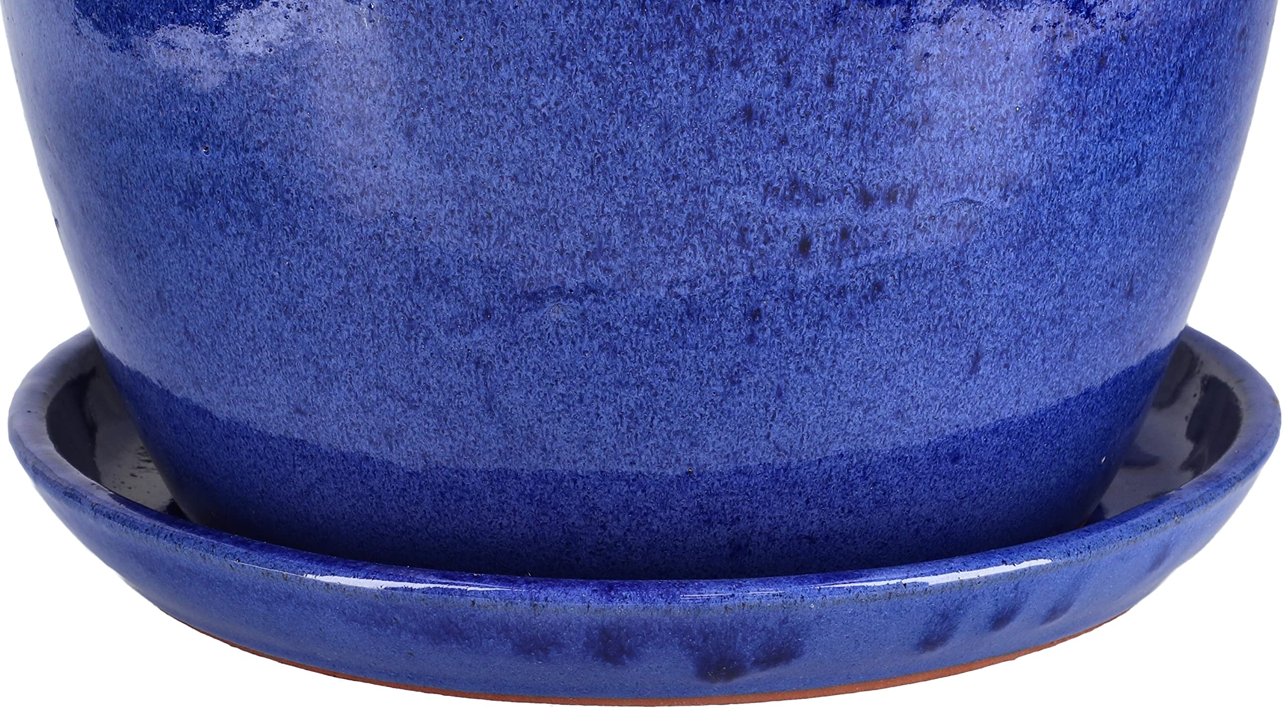 KOTARBAU® Maceta de cerámica esmaltada Ø 31cm, Maceta para Exteriores, Maceta de jardín terraza, Maceta Azul Cobalto, Maceta con Plato, Maceta Redonda, Acabado Brillante, Macetero Decorativo Ceramica