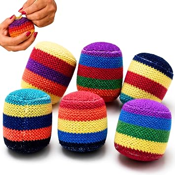 Footbag Sacks Set for Kids & Adults New 2026 Upgraded Knitted Kick Crochet Sack Dirtbag Style Foot Dirth Bags Soft Juggling Balls for Outdoor Indoor Practice Group Bulk - 6 PCS