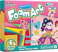 KleverKits Foam Art Kit for Kids 3+: 800+ EVA Foam Stickers, 6 Unicorn Princess Art Boards, Mess-Free DIY Crafts & Travel Toys
