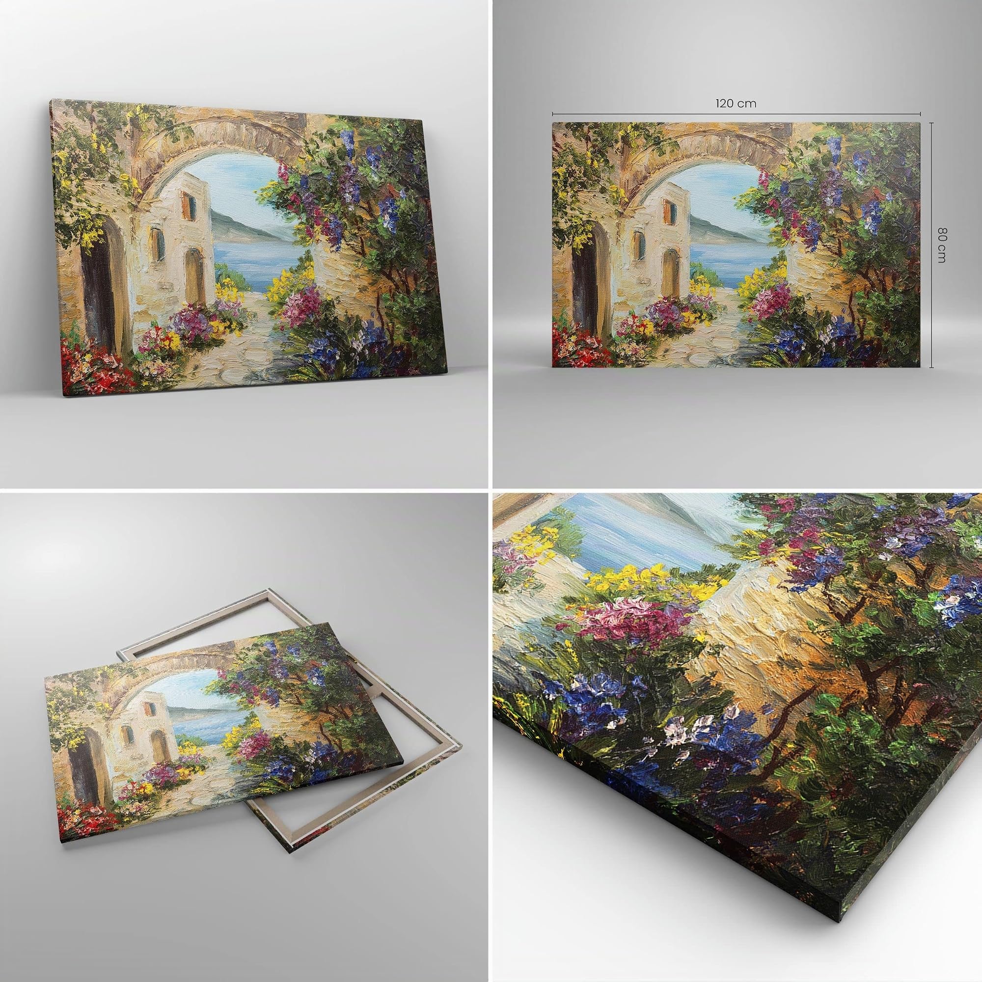 Quadri Moderni su Tela 120x80 cm Stampe da Parete Architettura Fiori - 4191 | Casa Santorini Quadro Decorativo Grande XXL 1 pezzo Soggiorno Camera da Letto Arte da Parete Decorazione da Parete ARTTOR