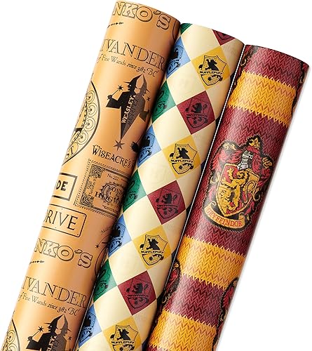 Miniatura 5 de American Greetings Juego de papel de regalo de Harry Potter de 105 pies cuadrados con cuadrículas para cumpleaños, graduaciones y todas las
