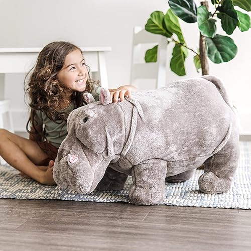 Miniatura 8 de Melissa & Doug Hipopótamo gigante - Animal de peluche realista (más de 2 pies de largo)