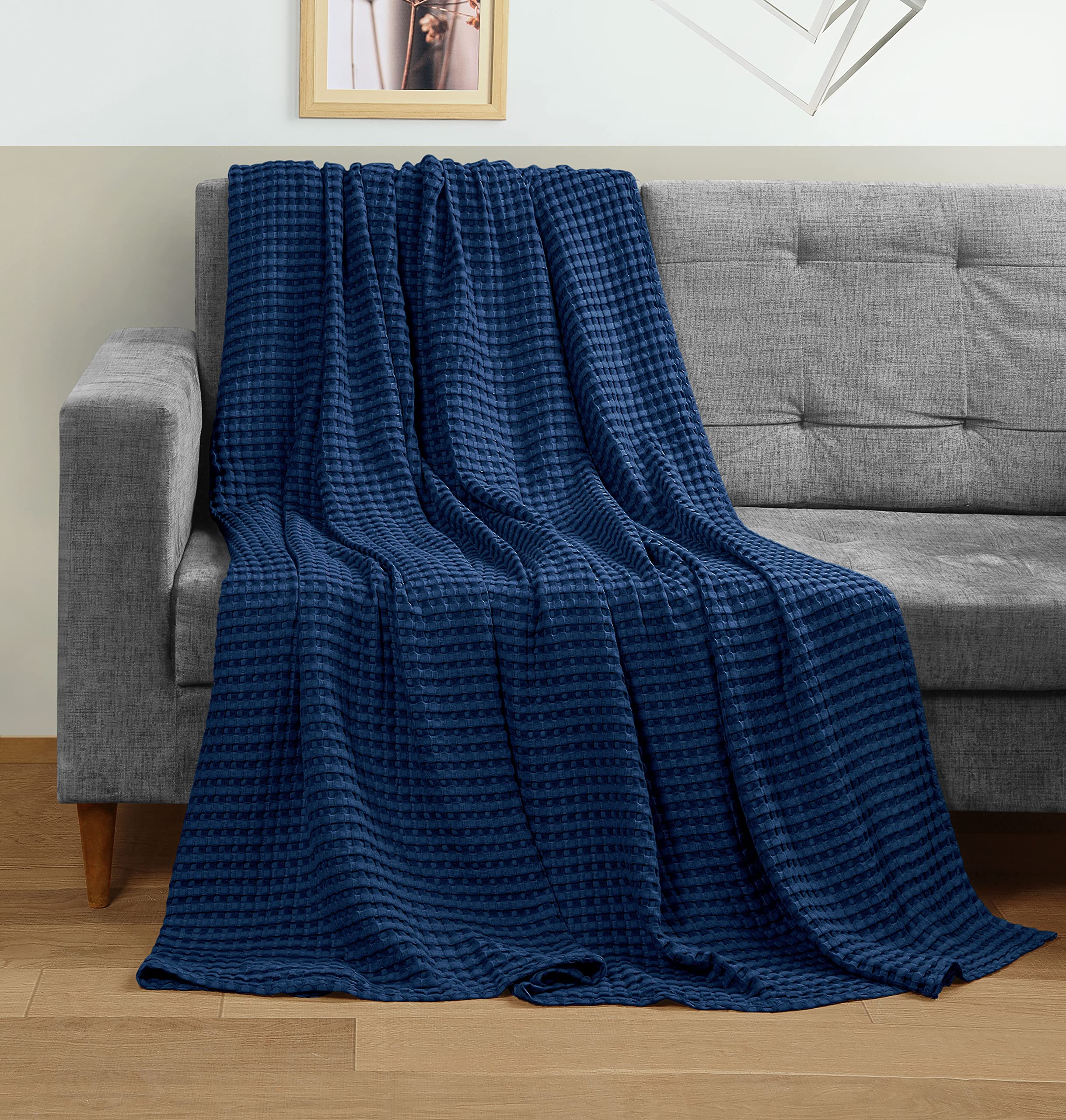 Utopia Bedding Baumwoll WaffeldeckeSM (Marine - 274 x 228 cm) – Bild 4