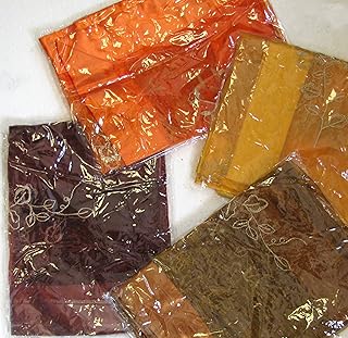 Idea arredamento e regalo: centrotavola quadrato in stoffa con balza e ricamo ramo con foglie; cm 82*82; 4 colori a scelta (inviare mail per la preferenza)