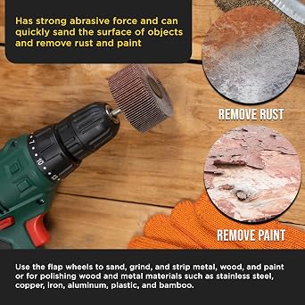 Dura-Gold 40-Piece Flap Wheel Sander Set with 1/4 Shank - 80 Grit Aluminum Oxide Sanding Wheels for Drill - 8 Cylindrical Sizes Flapper Wheels for Metal, Wood & Paint Removal - Die Grinder Compatible
