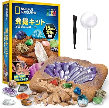 NATIONAL GEOGRAPHIC Mega Gemstone Dig Kit   Dig Up 15 Real Gemstones & Crystals, Science Kit for Kids, Gem Digging Experience, Gift for Boys and Girls, Rock Collection