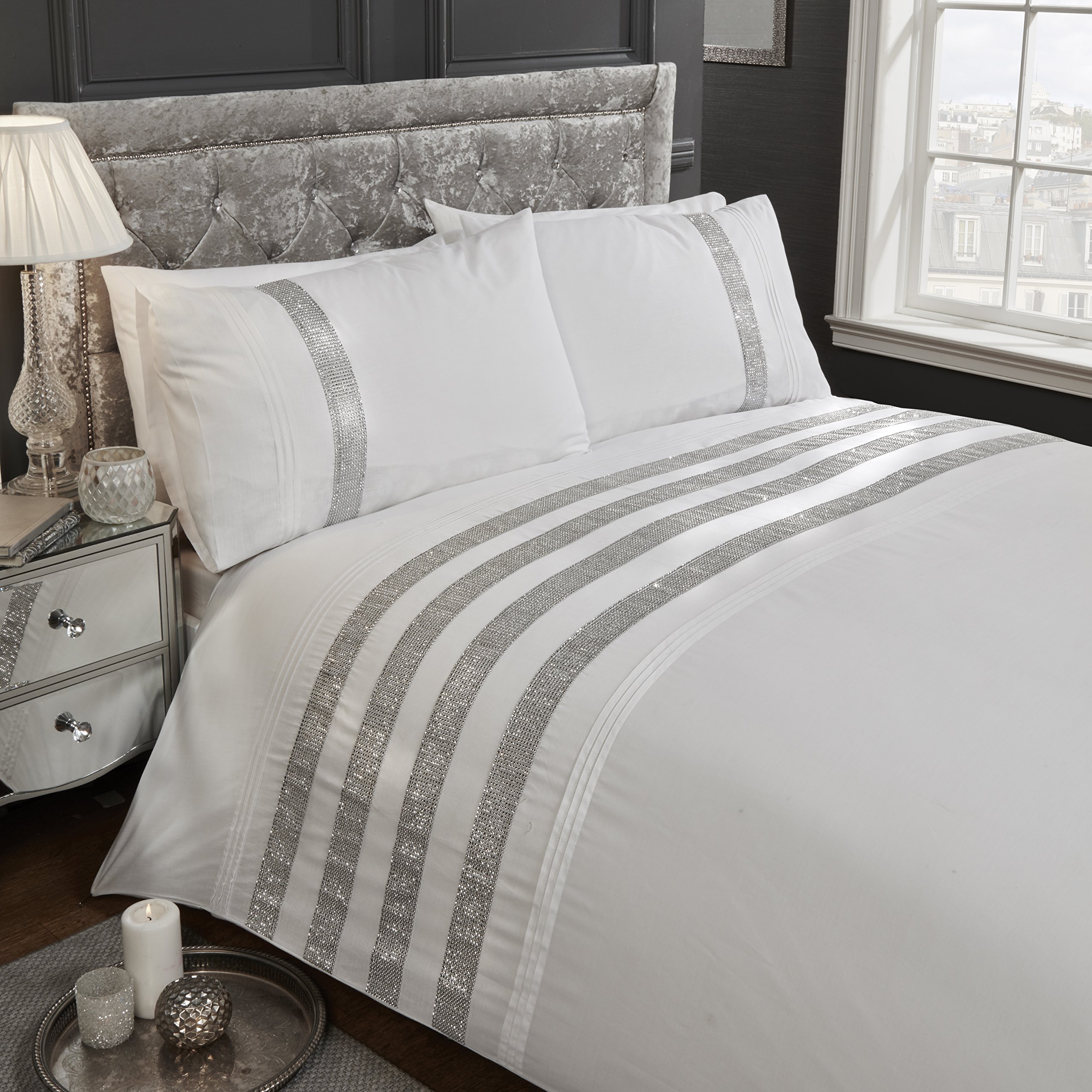 Rapport Home Carly Polycotton Duvet Cover Set - White - Super King