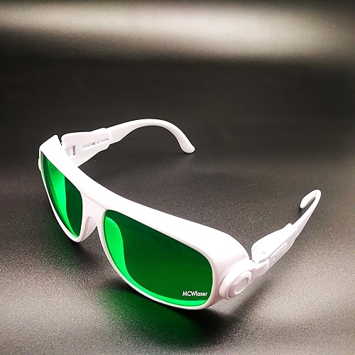 Miniatura 9 de MCWlaser Gafas de seguridad láser 190-470nm y 610-760nm para luz UV, azul, rojo rubí, verde, láser de picosegundo 405 nm, 445 nm, 450 nm, 635 nm,
