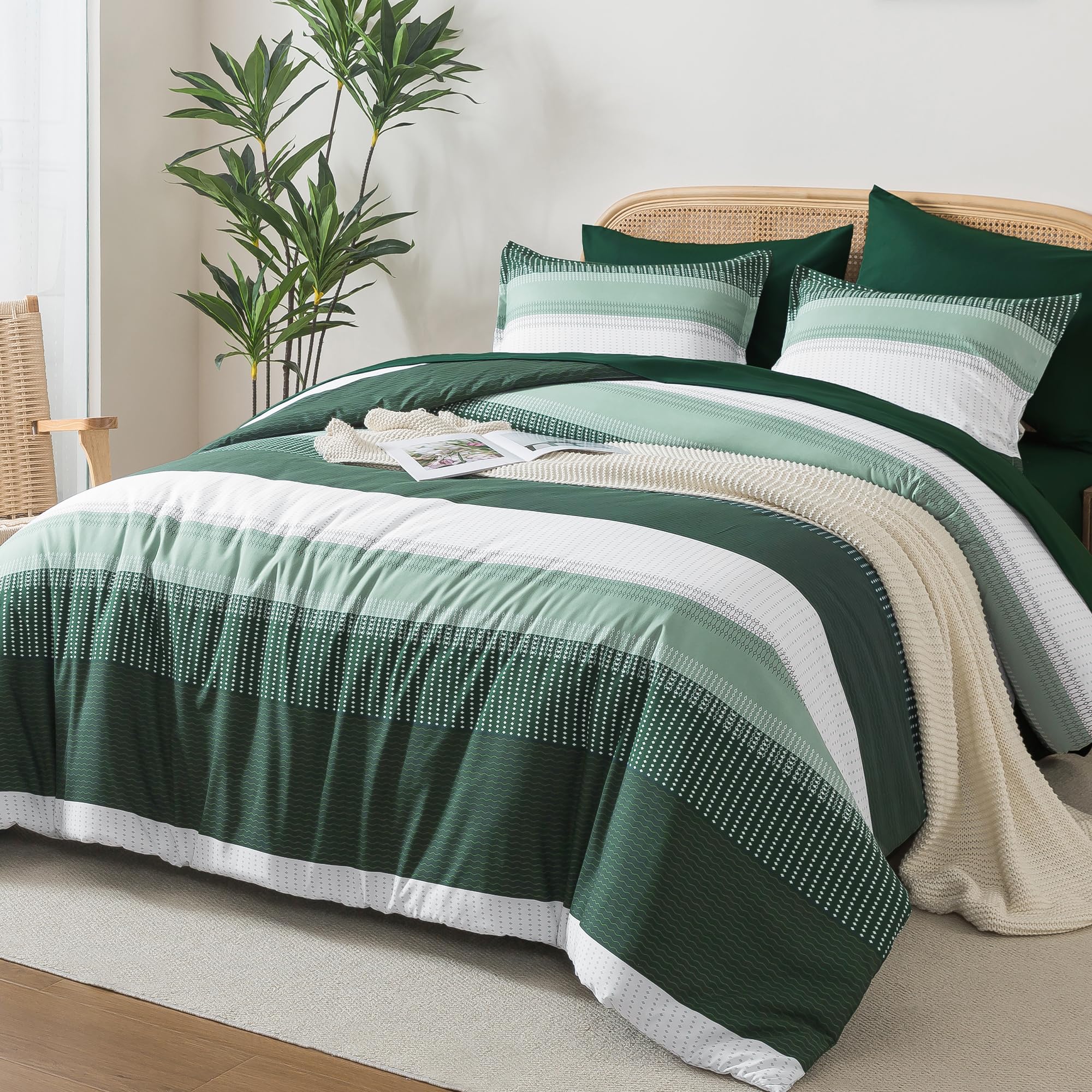 Andency Queen Comforter Set Emerald Green 7 Pieces