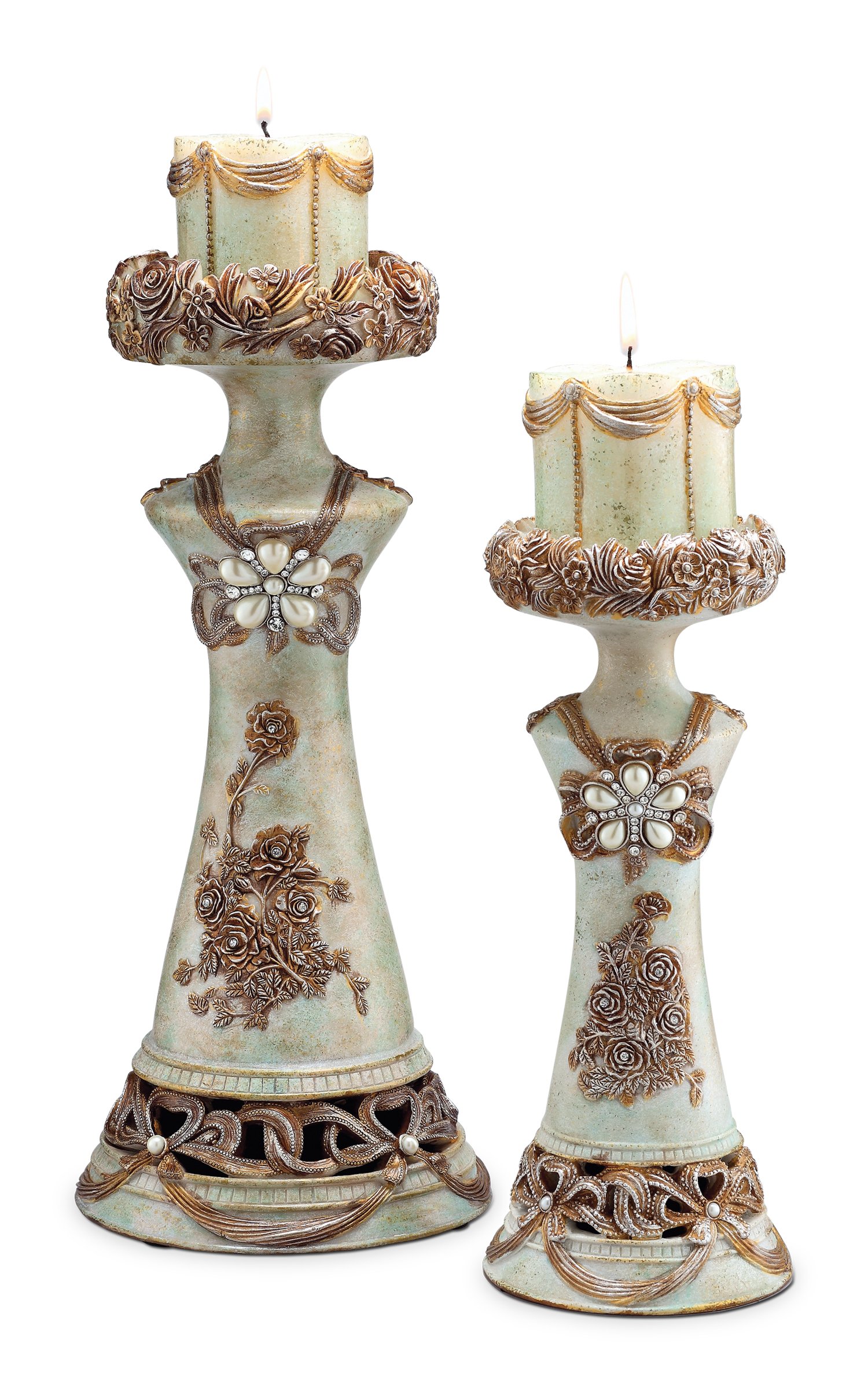 OK Lighting Vintage Candleholder, Rose (Set of 2)