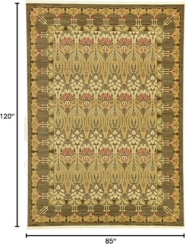 Miniatura 2 de Unique Loom Edinburgh Collection - Alfombra rectangular de 7 pies 1 pulgada x 10 pies, color marrón y azul claro