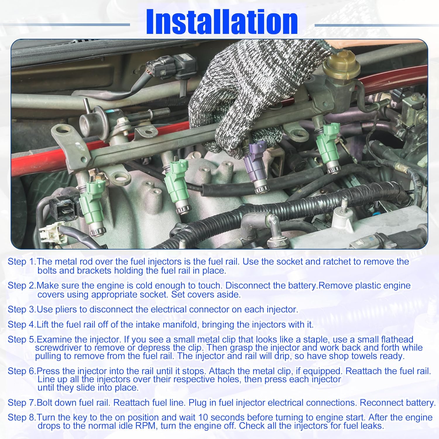 Fuel Injector 03F906036B for A3 A1 1.2 TFSI 2010-2015, VW Golf VI Polo V Beetle 1.2 TSI 2008-2019, SKODA Octavia Roomster Fabia 1.2 TSI, SEAT Leon Ibiza Toledo, 6-Hole Fuel Nozzle