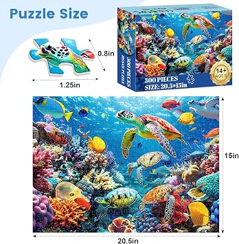 500 Piece Puzzle for Adults, Turtle Sea Animals Jigsaw Puzzles 500 Pieces | Birthday and Various Holiday Party for Family Adult, Funny Puzzle for Adults, 20.5x15 in