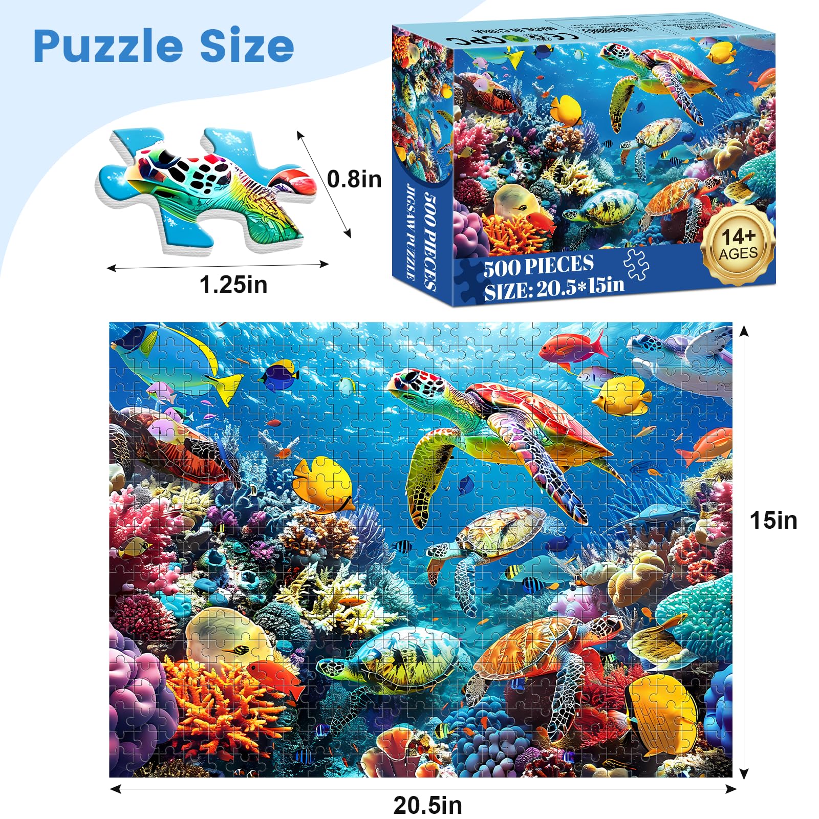 Amazon.com: 500 Piece Puzzle for Adults, Turtle Sea Animals Jigsaw
