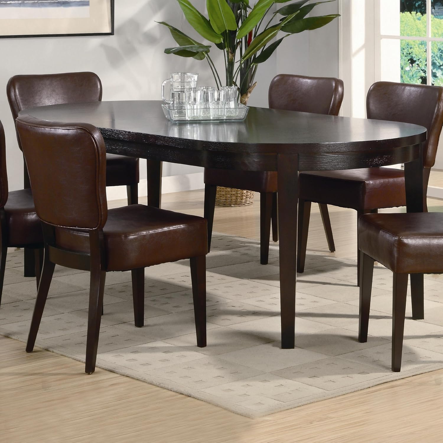 Amazon.com: AtHomeMart Contemporary Oval Leg Dining Table with Leaf ...