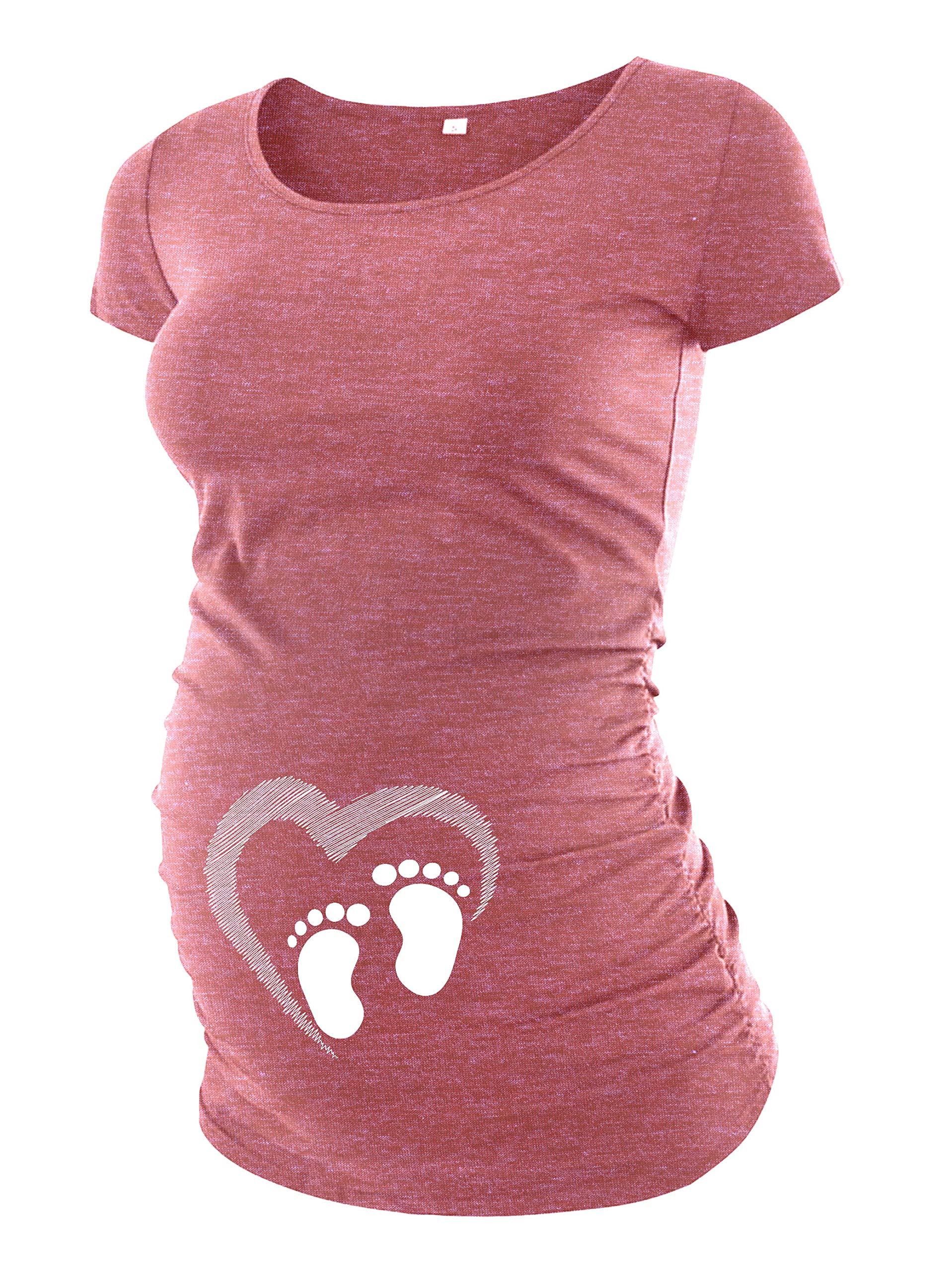 DecrumHeather Pink Cute Maternity Tops - Pregnant Shirts for Women [40022202-AM] | Heart&Foot, S