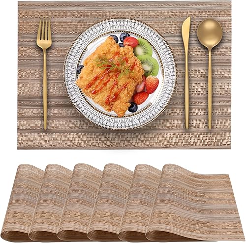 Blibalaskr Juego de 6 manteles individuales, manteles individuales resistentes al calor, manteles individuales antideslizantes y lavables, fáciles