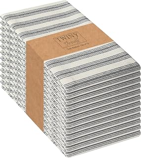 TWINY threads 12Pcs 100% Cotton Cloth Napkins, 18"x18", Reusable, Black