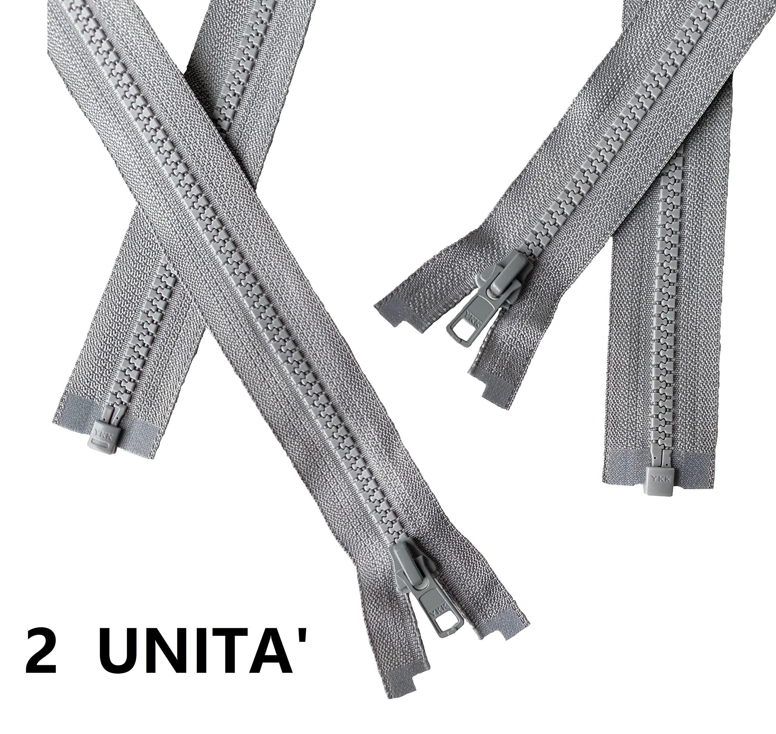 IPEA Reißverschlüsse 75 Cm Lang – 2 Stück, Grau, Größe #5, 30 Mm Breit Für Näharbeiten