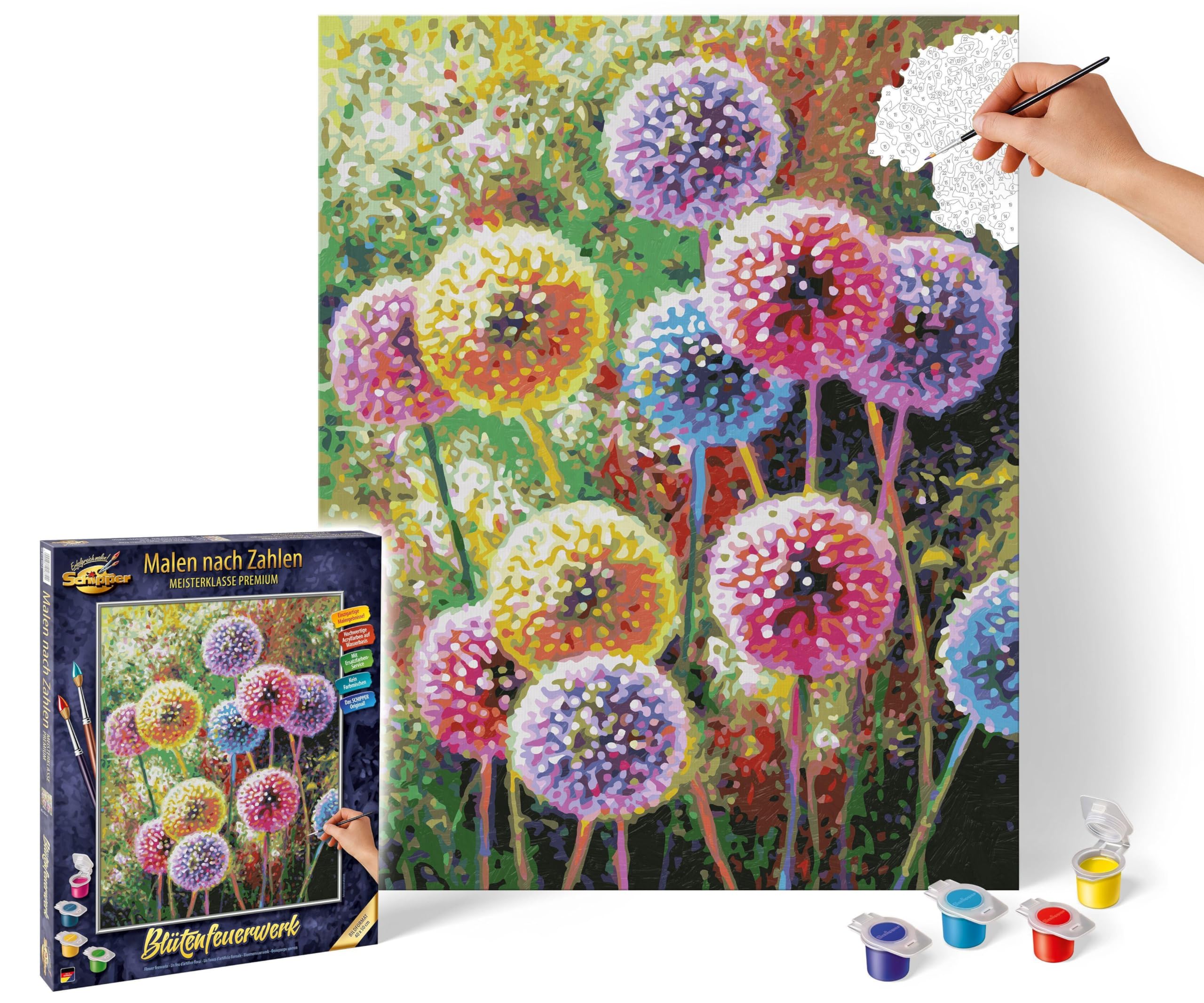 Schipper 609130872 Peinture par numéros - Feux d'artifice floraux - Photos de peinture pour adultes avec pinceaux et peintures acryliques - 40 x 50 cm
