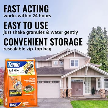 TERRO Ant Killer Plus Multi-Purpose Insect Control for Outdoors - Kills Fire Ants, Fleas, Cockroaches, and Other Crawling Insects - Ant Killing Granules - T901SR, 2 Pack